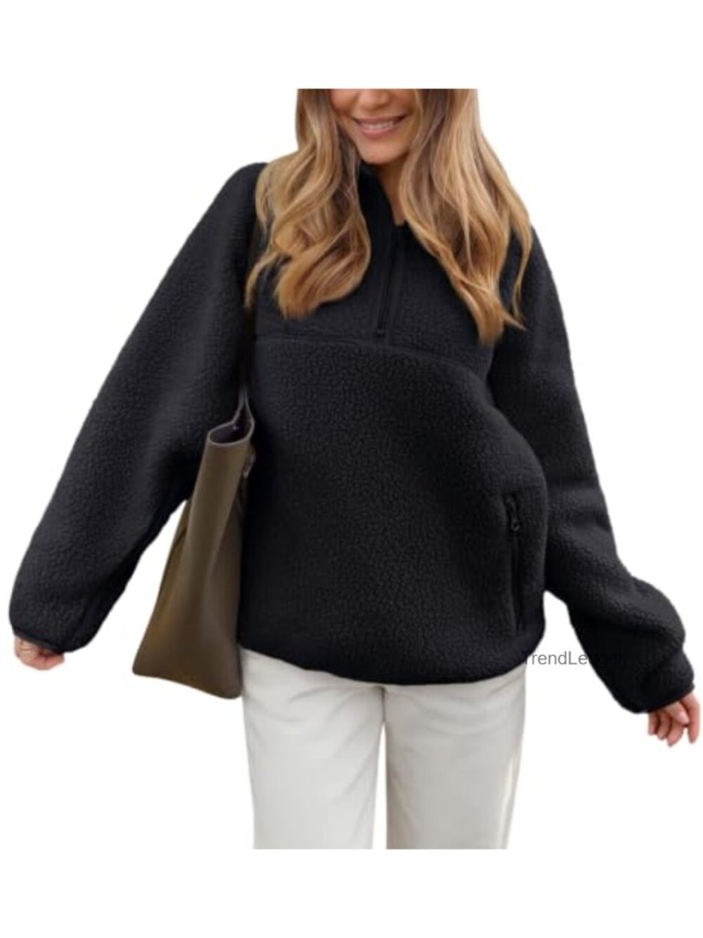Sherpa Fleece Half Zip Pullover Jacket Funnel Neck Winter